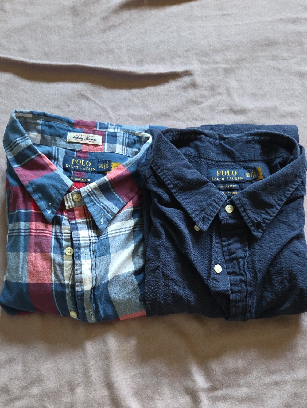 Polo by Ralph Lauren Two-Pack: Blue Plaid & Navy Button-Down Shirts